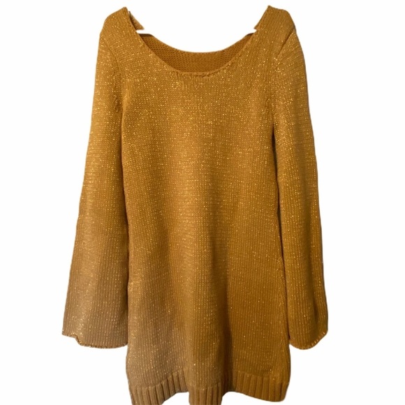 Somedays‎ Lovin gold metallic sweater dress small NWT - Picture 6 of 13